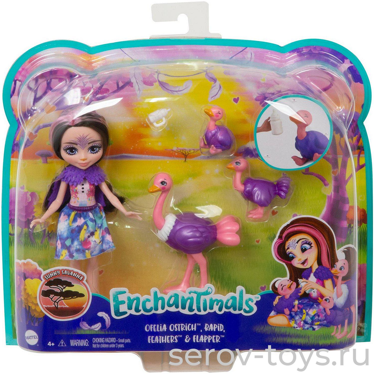 Enchantimals Кукла GJX43 Офелия Страусси с семьей GTM32