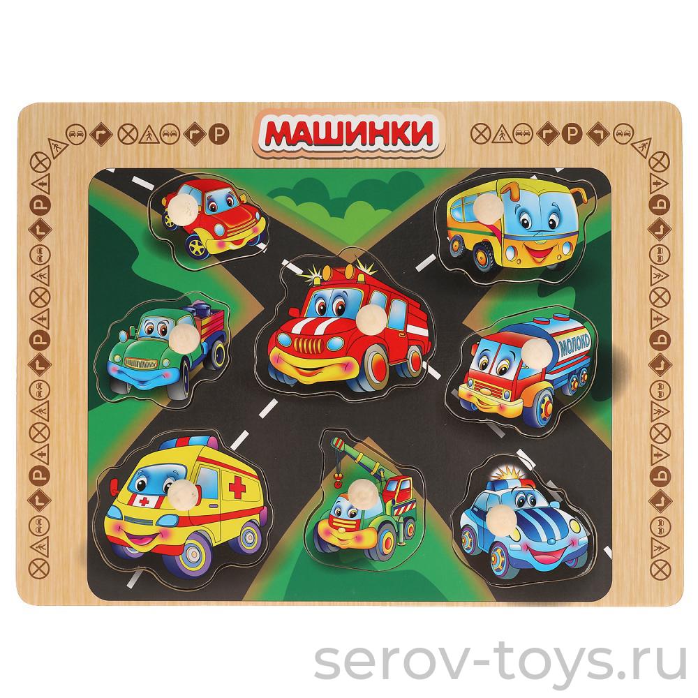 Пазл-вкладыш W0134 Машинки дерево Буратино