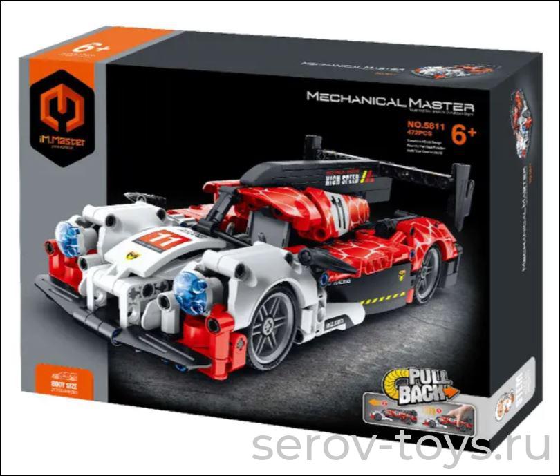 Конструктор 5811 Спортивный автомобиль Пулл бэк Бело-красный 472дет инерц FCJ0852782 в кор IM.Master