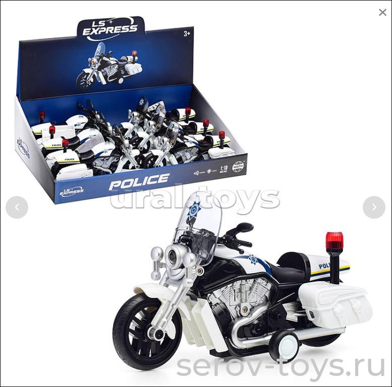 Мотоцикл с полицейским 1:10 WY430-6 Полицейский свет звук 6шт в кор Wenyi