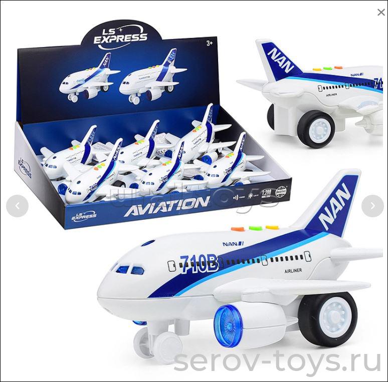 Самолёт 1:200 WY710-6 Пасажирский свет звук 6шт в кор Wenyi