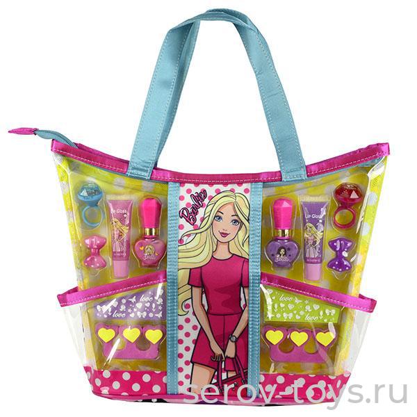 ПРОСРОЧЕНО БЕСПЛАТНО от 5000/1990  Barbie 9709251 Набор детской декора косметики с сумкой (УЦЕНКА 50% Срок истек)