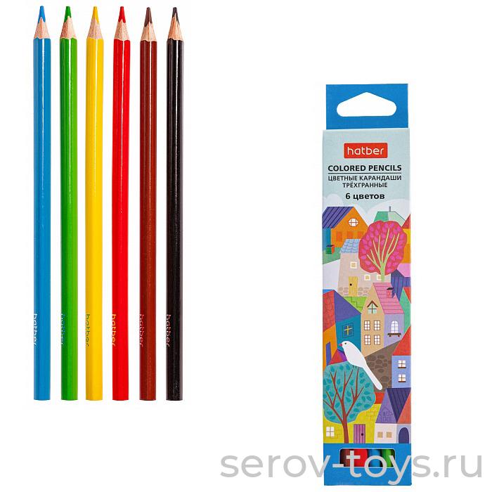 Карандаши цветные 6 цв Городок 067695 Hatber
