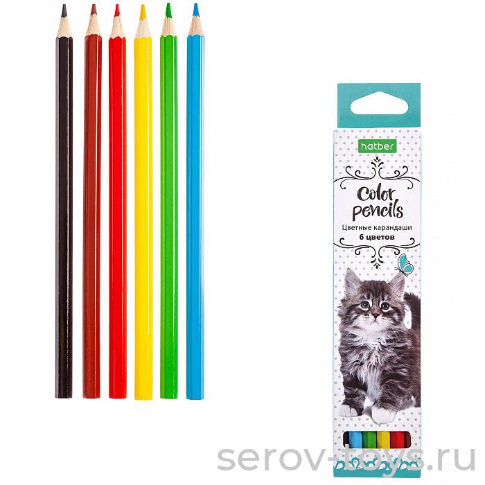 Карандаши цветные 6 цв Верные друзья 068381 Hatber