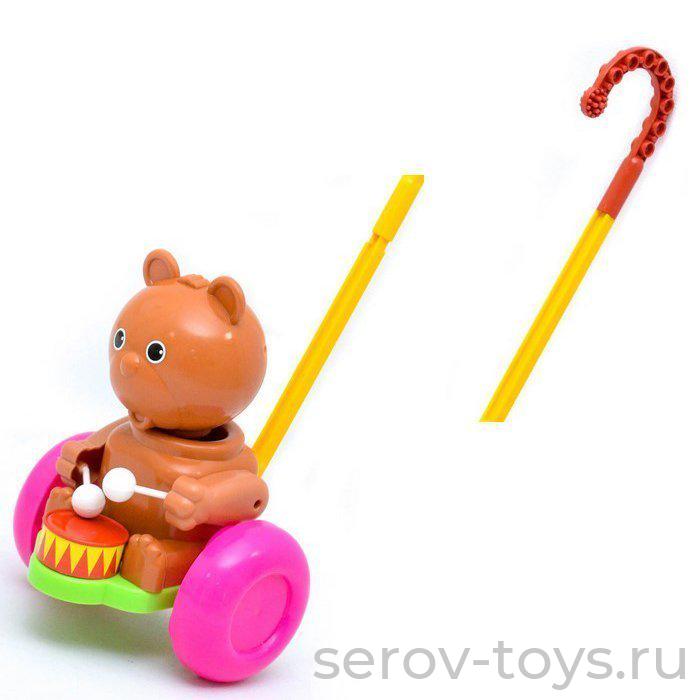 Каталка Мишка барабанщик С-76-Ф (на палочке)