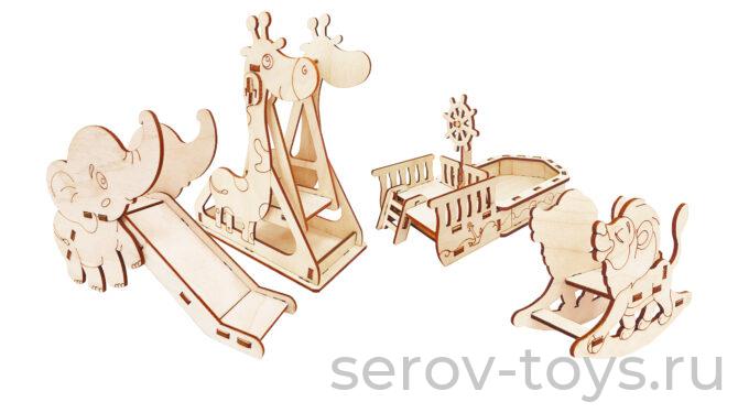 Конструктор дерев РА-01 Площадка для кукол Африка 44 дет Для кукол 10см Pollika