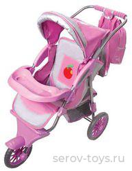 Коляска 320-2 (розово-серебристая с яблочком или пони) с бампером