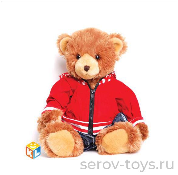 Мишка 18-3105А в полосатой футболке и джинс.юбке (35см-2)