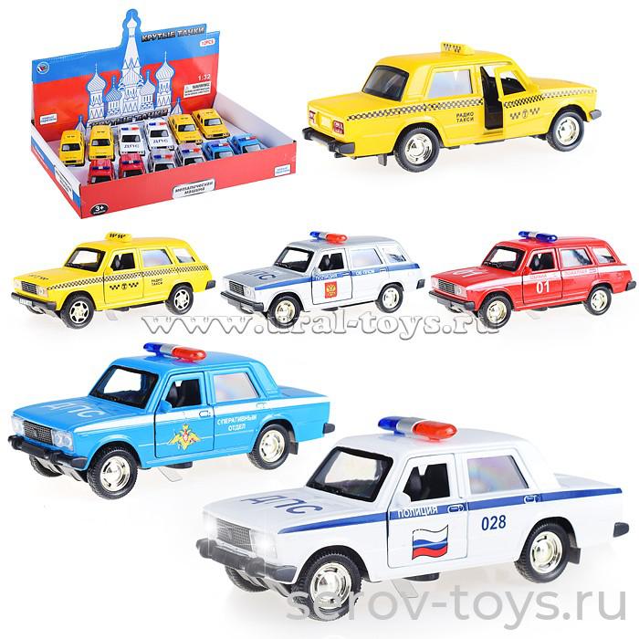Модель 1:32 TCC187P-188P-12D Русская серия Жигули  Служебные в асс в кор 12шт металл свет звук