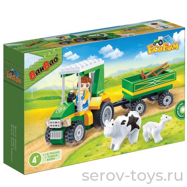 Конструктор БанБао 8586 Фермерский трактор, 115 деталей