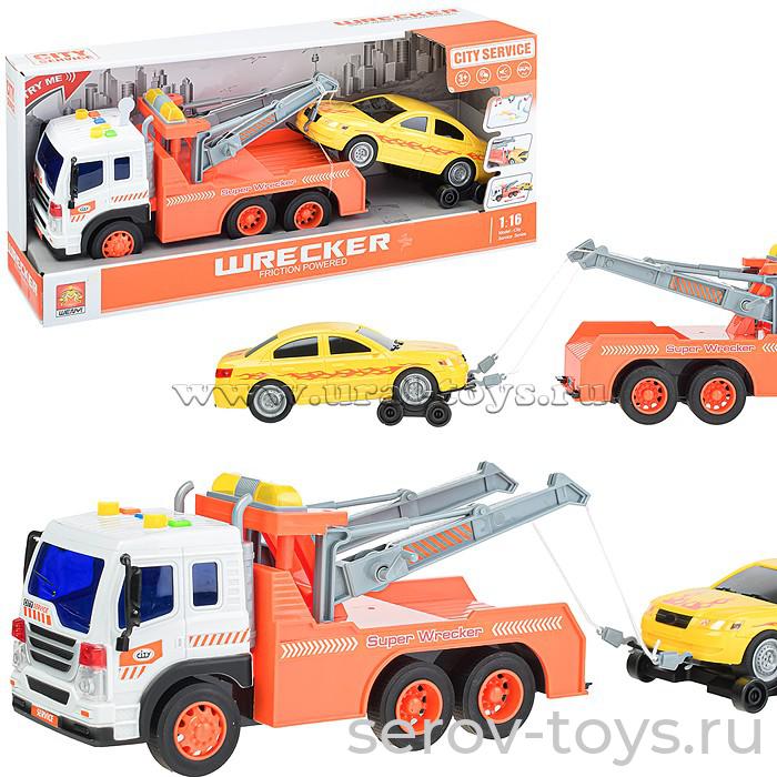 Машина инерц 1:16 WY570F Буксировщик с машиной свет звук Wenyi