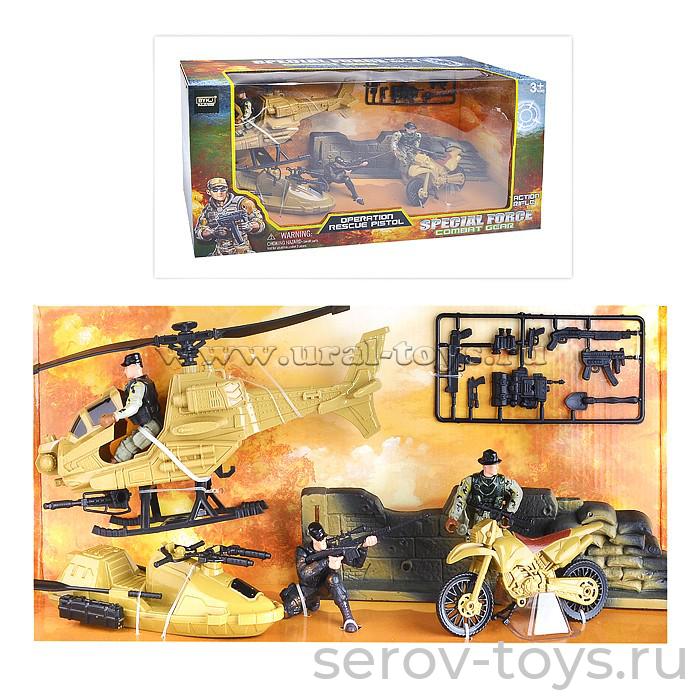 Набор военный 6629 2 солдата с транспортом и аксесс  в кор 44x23x12см JLX TOYS (- A с машиной)