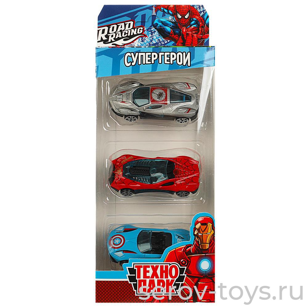 Машина Технопарк RR-SET-0106-R Road Racing Набор супергерои 7,5 см 3шт в кор