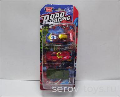 Машина Технопарк RR-SET-120-R Road Racing Набор супергерои 7,5 см 3шт в кор