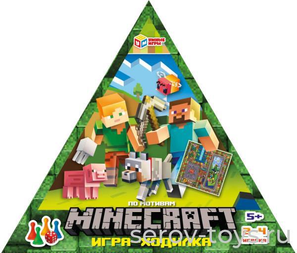 Настольная игра Minecraft  Ходилка треугольная коробка Умные игры
