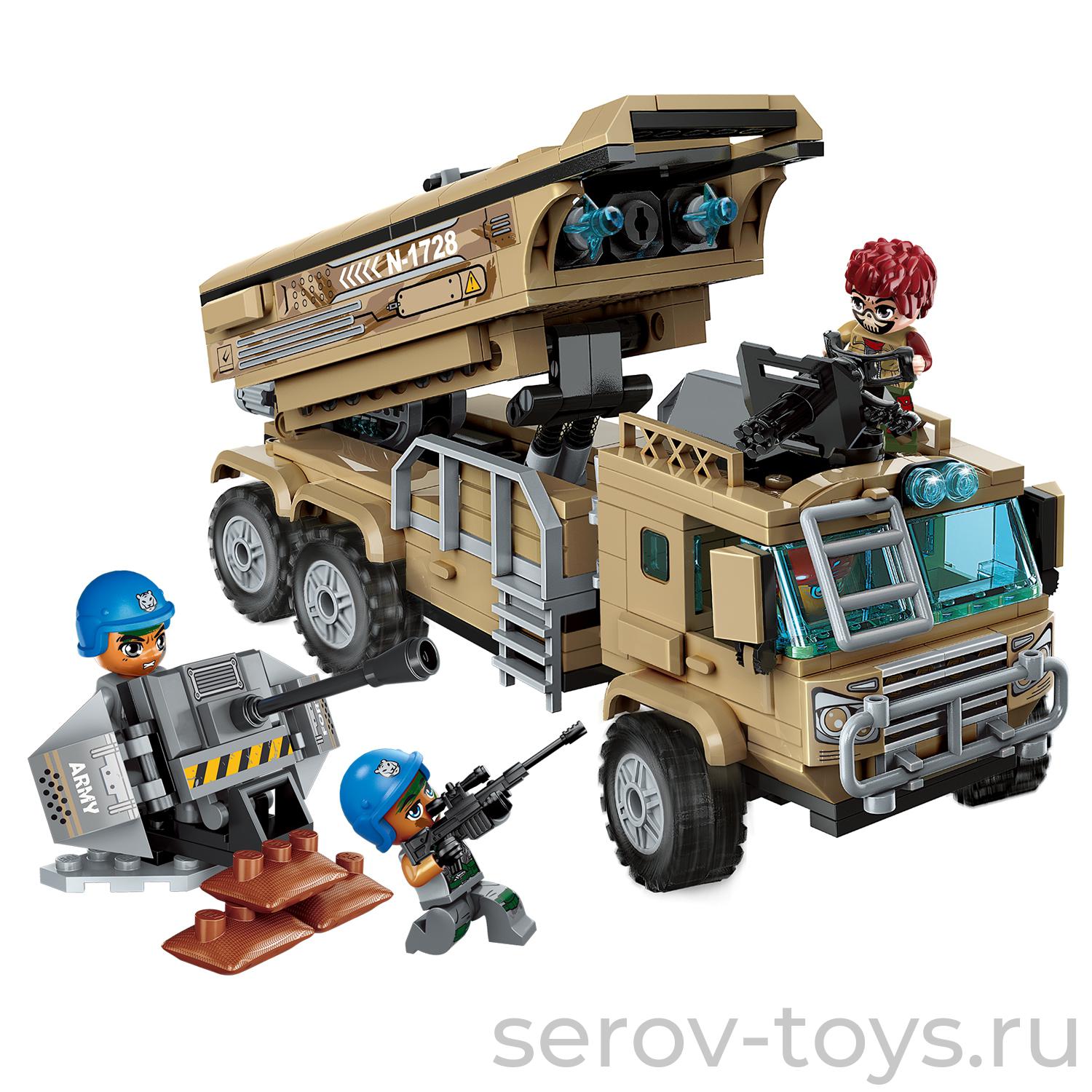 Конструктор Qman 1728 Боевая зона 409дет Самосвал-ракетница