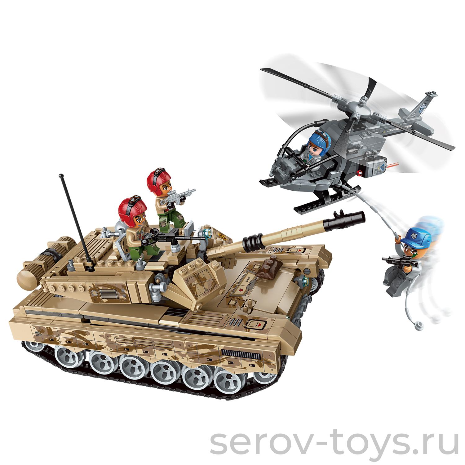 Конструктор Qman 1729 Боевая зона 712дет Танк против вертолета