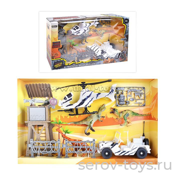 Набор военный 7729B Динозавры и 2 солдата с транспортом и аксесс в кор 54x33x10см JLX TOYS