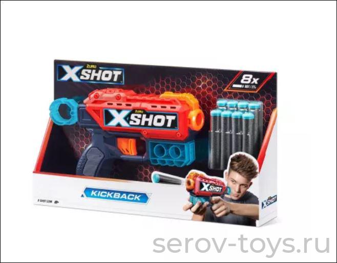 Бластер X-Shot 36184 Кикбек с безопасными пулями в комплекте Zuru
