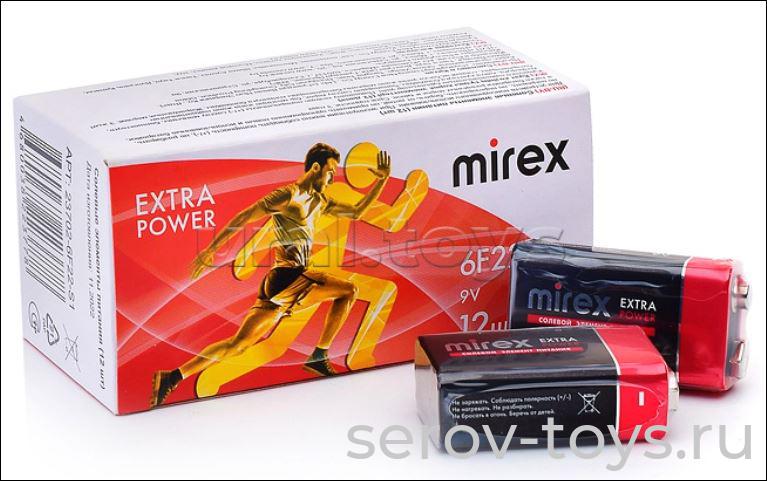 Элемент питания 6F22 (крона) Mirex Солевая 12шт в кор