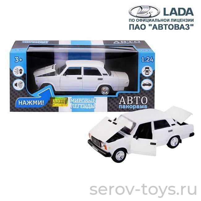 Модель АВТОпанорама 1:24 ВАЗ 2107 Белый 1200157JB звук свет в кор