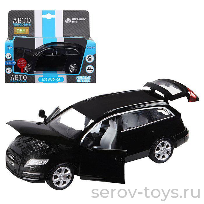 Модель АВТОпанорама 1:32 Audi Q7 Черный 1251292JB звук свет в кор