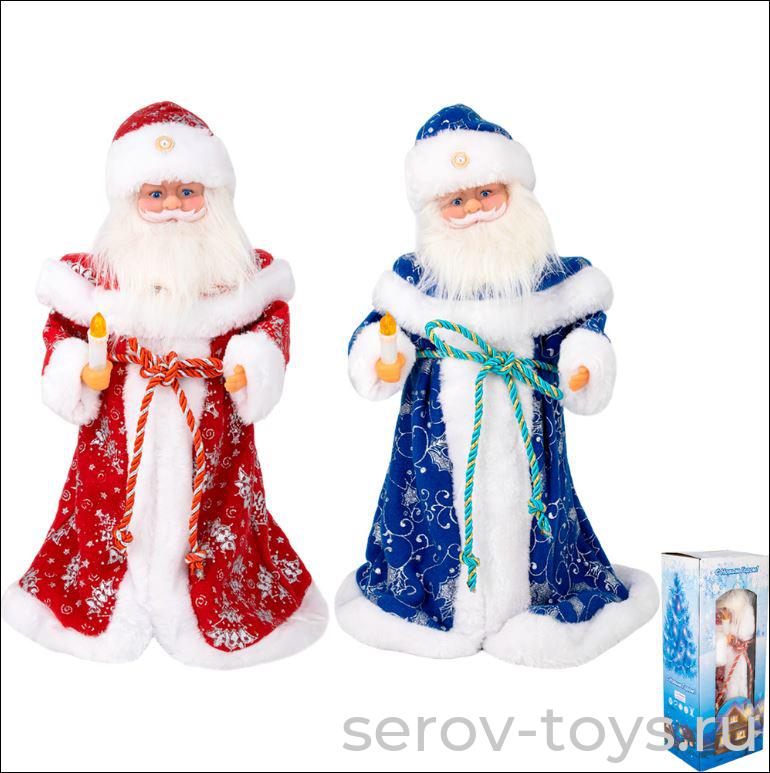 Дед Мороз CX2376 со свечой 141V-70 озвуч 40см в кор