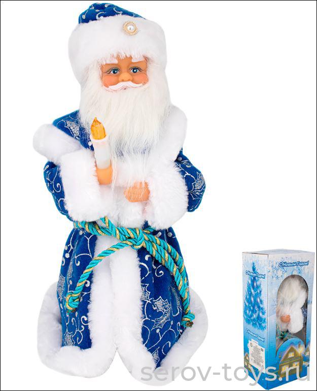 Дед Мороз CX2375 со свечой 141V-69 муз 30см в кор