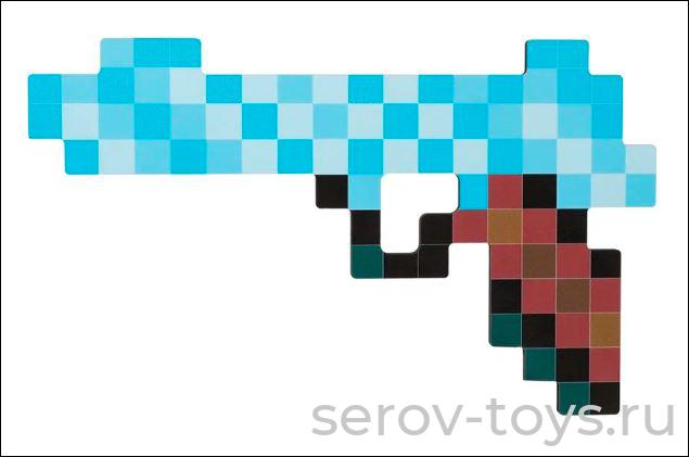 Пистолет Пиксельный Ледяной 23004ЯиГ деревянный 25см в пак ЯиГрушка