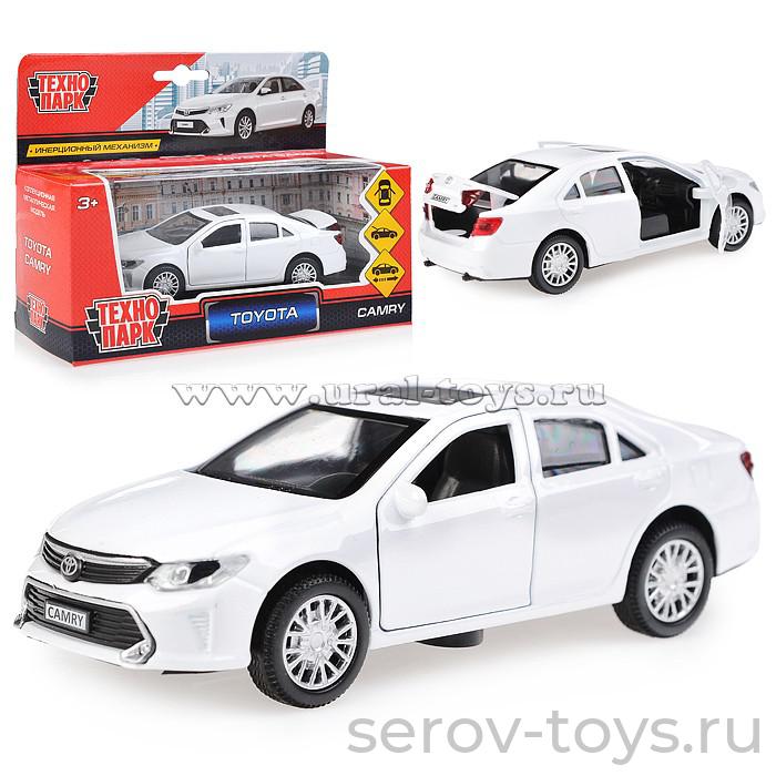 Модель Технопарк TOYOTA CAMRY-WH длина 12 см, двери, багажн, инерц, белый, кор.