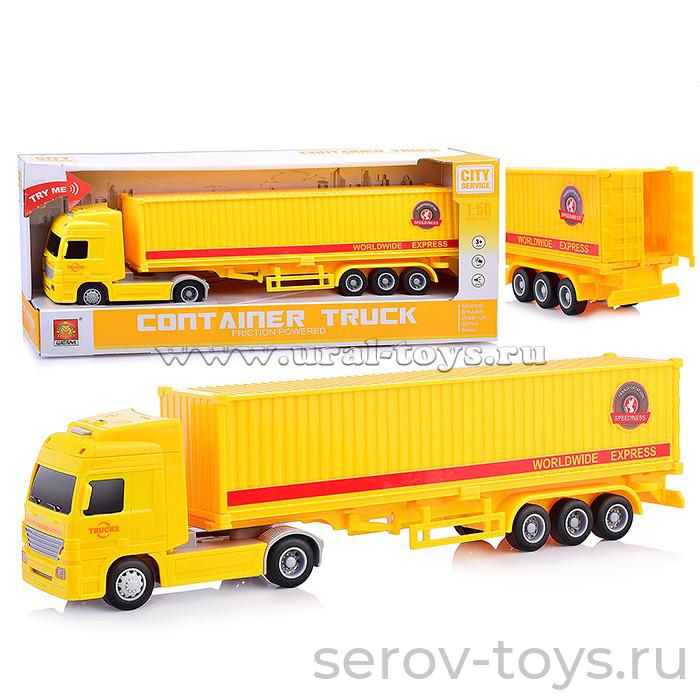 Машина инерц 1:50 WY795A Фура желтая свет звук Wenyi