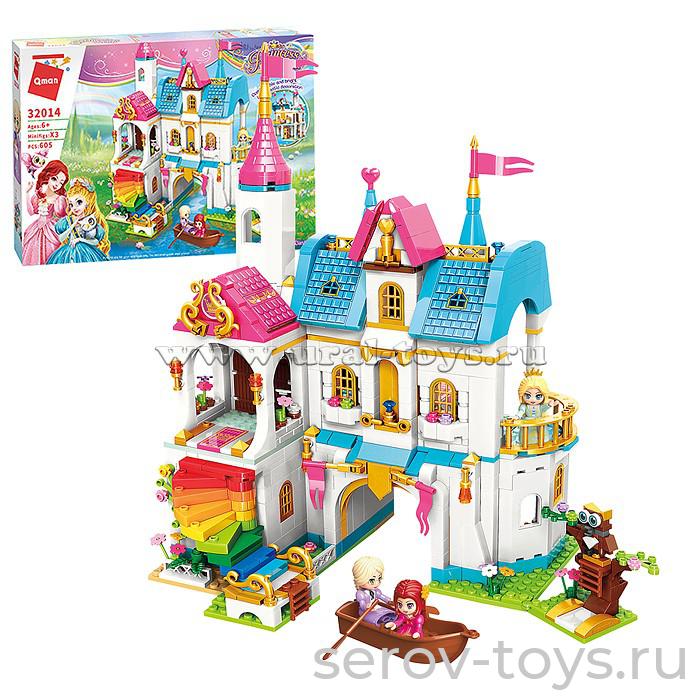 Конструктор Qman 32014 Принцесса Лея 605дет Радужный замок на озере