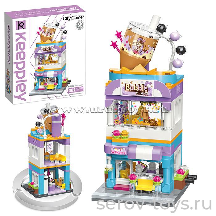 Конструктор Qman 0108 Городские домики 302дет Чайный дом