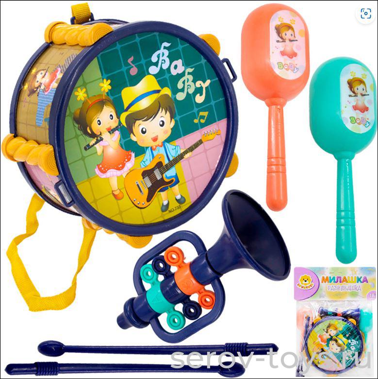 Набор муз инструментов Милашка 733A-134YS с барабаном в пак 4 предмета Levatoys