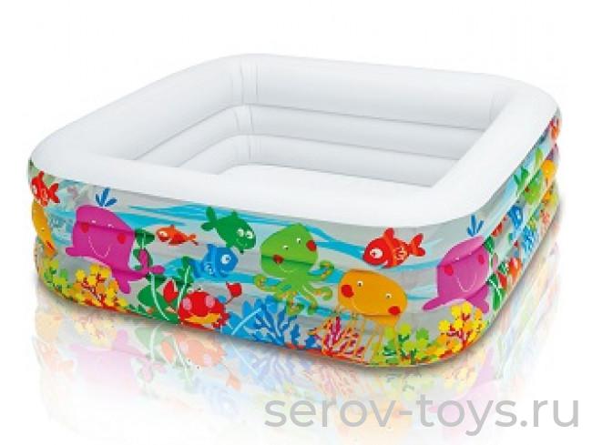 Бассейн 57471 Аквариум 4-угол 157*159*50см  от 3 лет