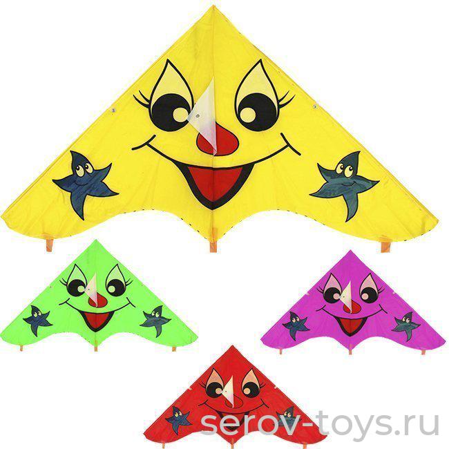 Воздушный змей 105х50см Смайл 141-688 в пак