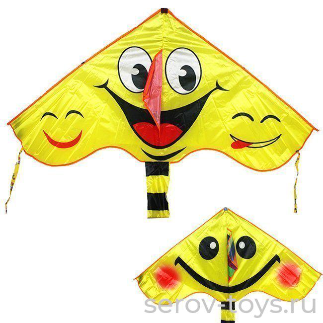 Воздушный змей 140х70см Смайл 141-686 в пак