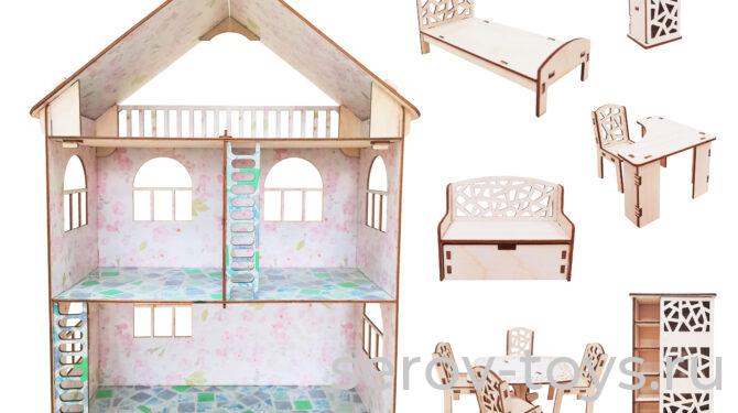 Конструктор дерев Н-21 Дом с мебелью 113 дет Для кукол 15см Pollika