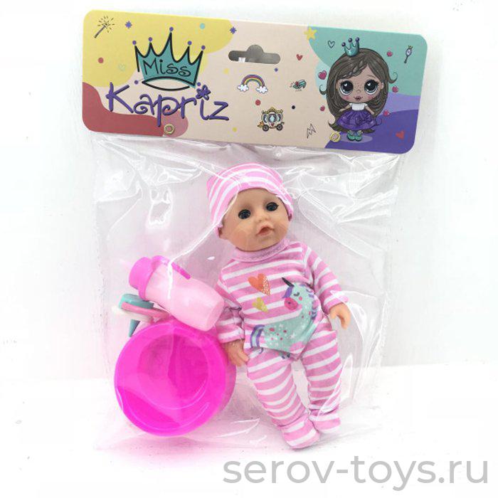 Пупс Yale Baby 1914K-HYSYL 17 см в комбинезоне писает в горшок с аксесc в пак Miss Kapriz