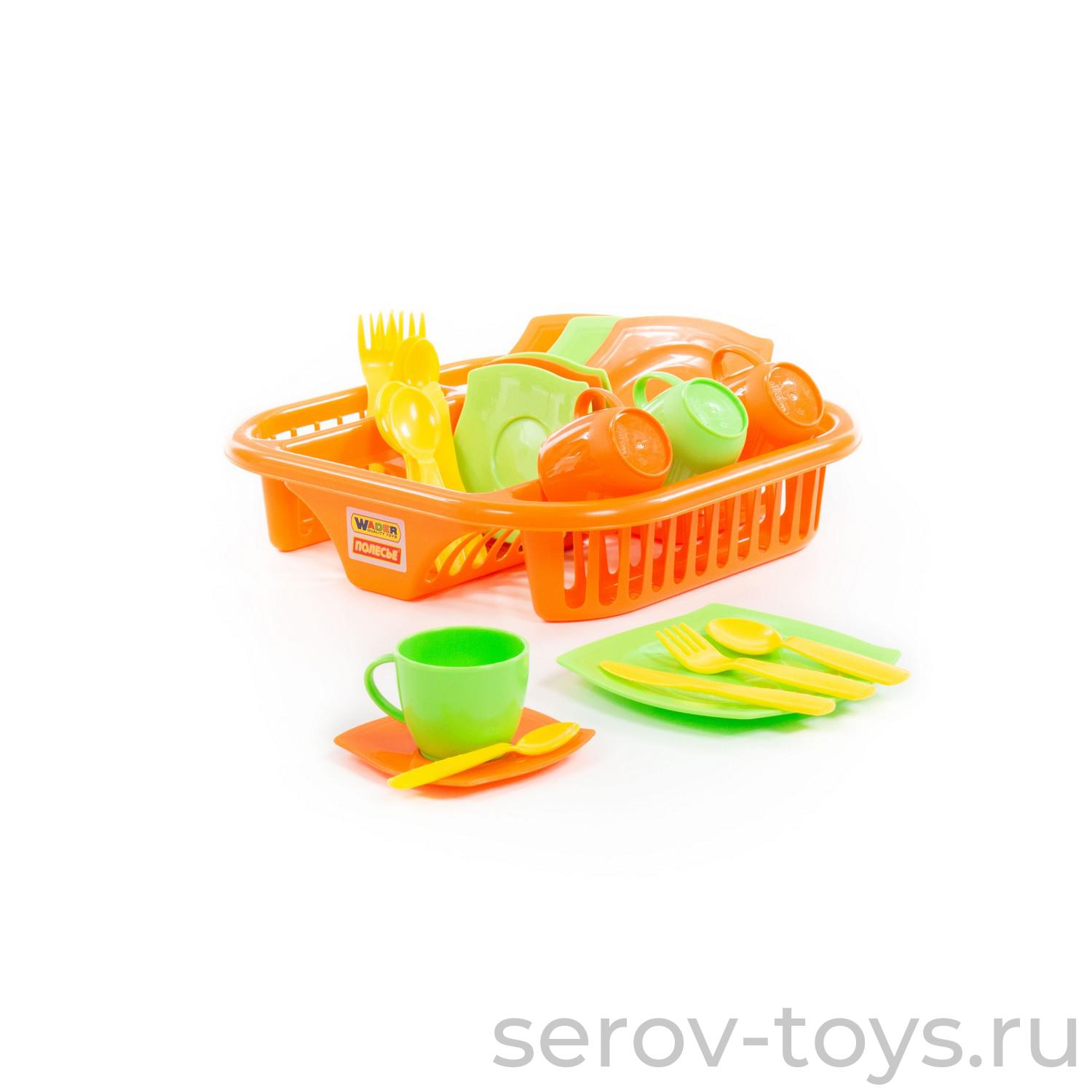 Набор посуды Алиса 40725 с сушилкой на 4 перс, ПОЛЕСЬЕ