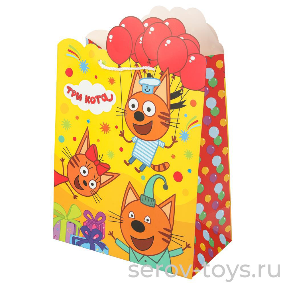 Пакет подарочный L Три кота 26*32*14см креативный Чудо праздник