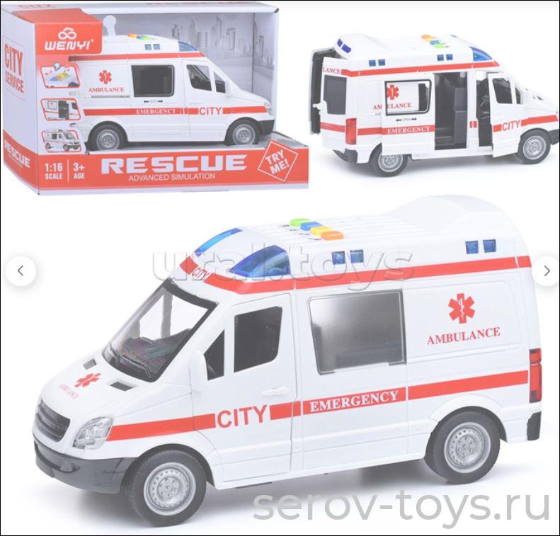 Машина инерц 1:16 WY590E Скорая помощь свет звук Wenyi