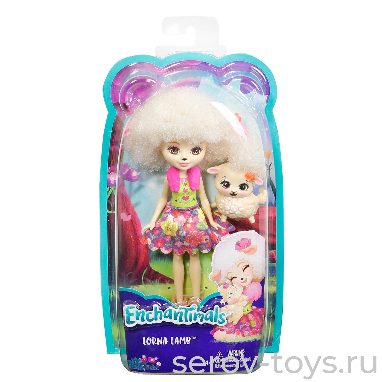 Enchantimals Кукла базовая со зверюшкой FNH22  Лорна Барашка и ягненок Lorna Lamb FNH25