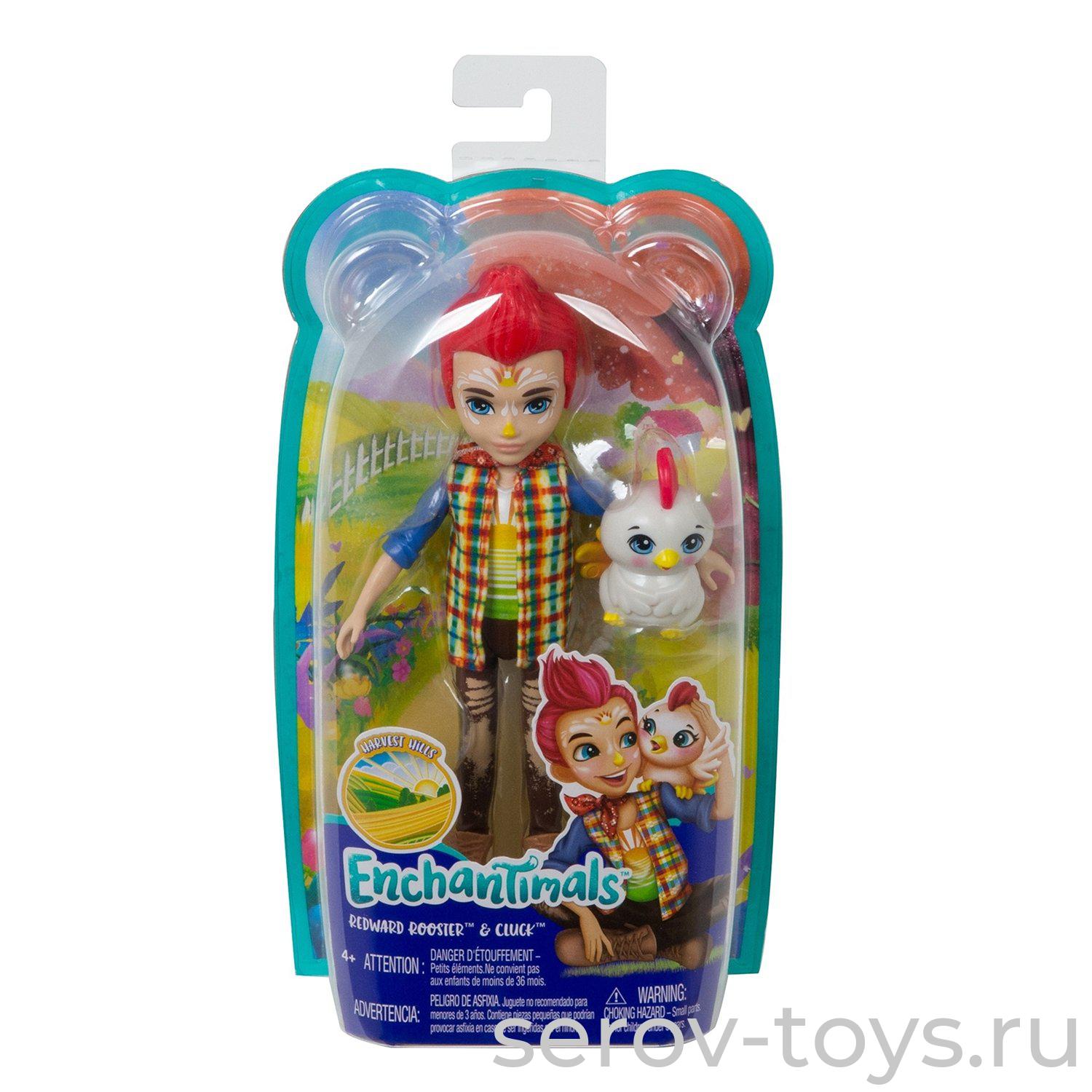 Enchantimals Кукла базовая со зверюшкой FNH22 Ривод Рустер и Клак GJX39