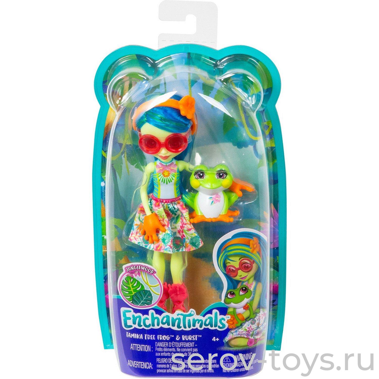 Enchantimals Кукла базовая со зверюшкой FNH22 Тамика Квакша и Берст GFN43