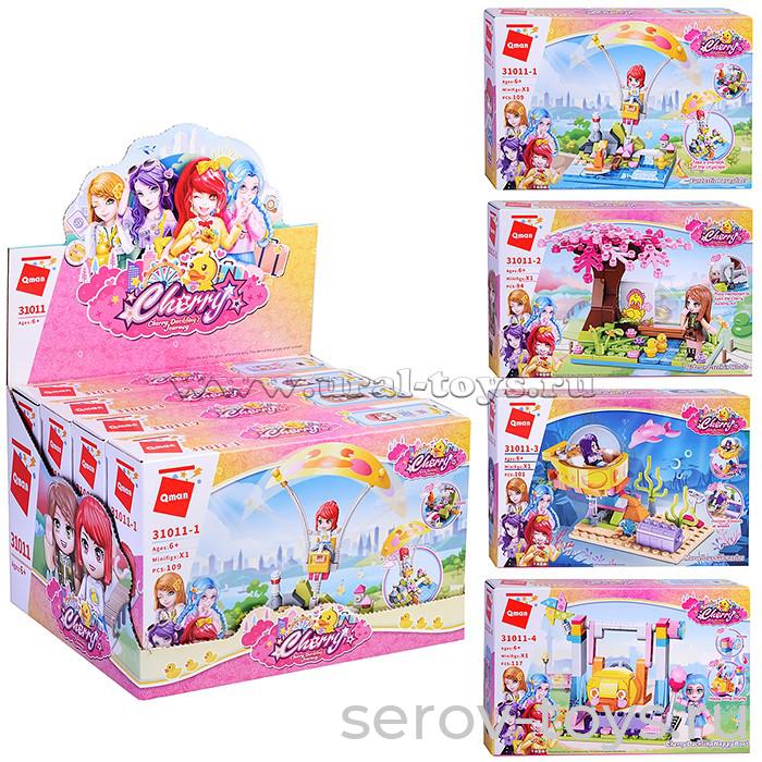 Конструктор Qman 31011 Путешествие вишневого утенка шоубокс 4шт в кор***