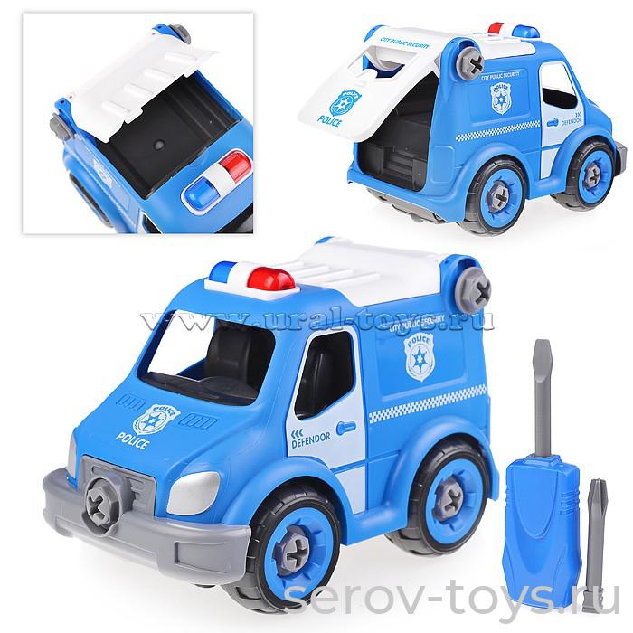 Конструктор-машина Полиция с отверткой 1357 звук в пак Городской инженер