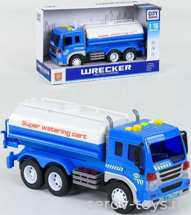 Машина инерц 1:16 WY330 Спецтехника (синяя) свет звук Wenyi (A цистерна)