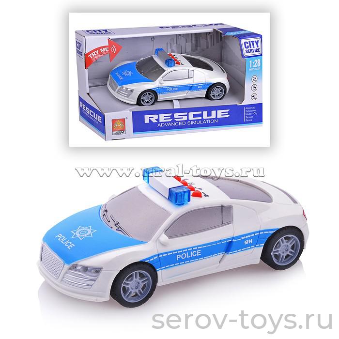 Машина инерц 1:28 WY630D Полиция синяя свет звук Wenyi