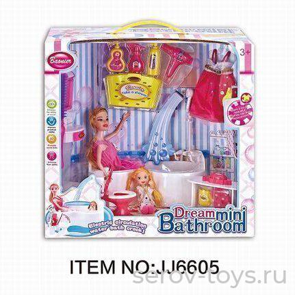 Кукла с малышкой 6605JJ Ванная комната на бат в кор
